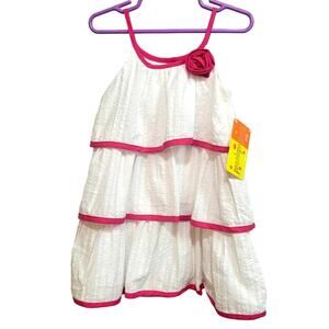 Penelope Mack White and Pink Ruffle Dress Size 3T NWT